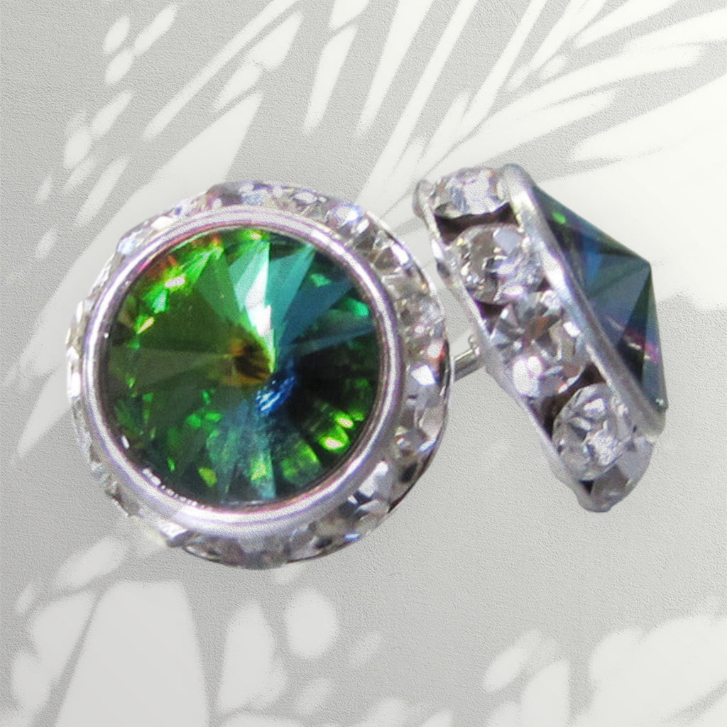 Green Rhinestone VM Rivoli Earrings