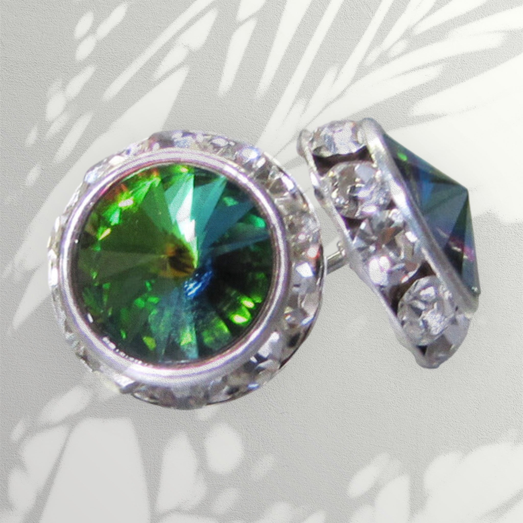 Green Rhinestone VM Rivoli Earrings