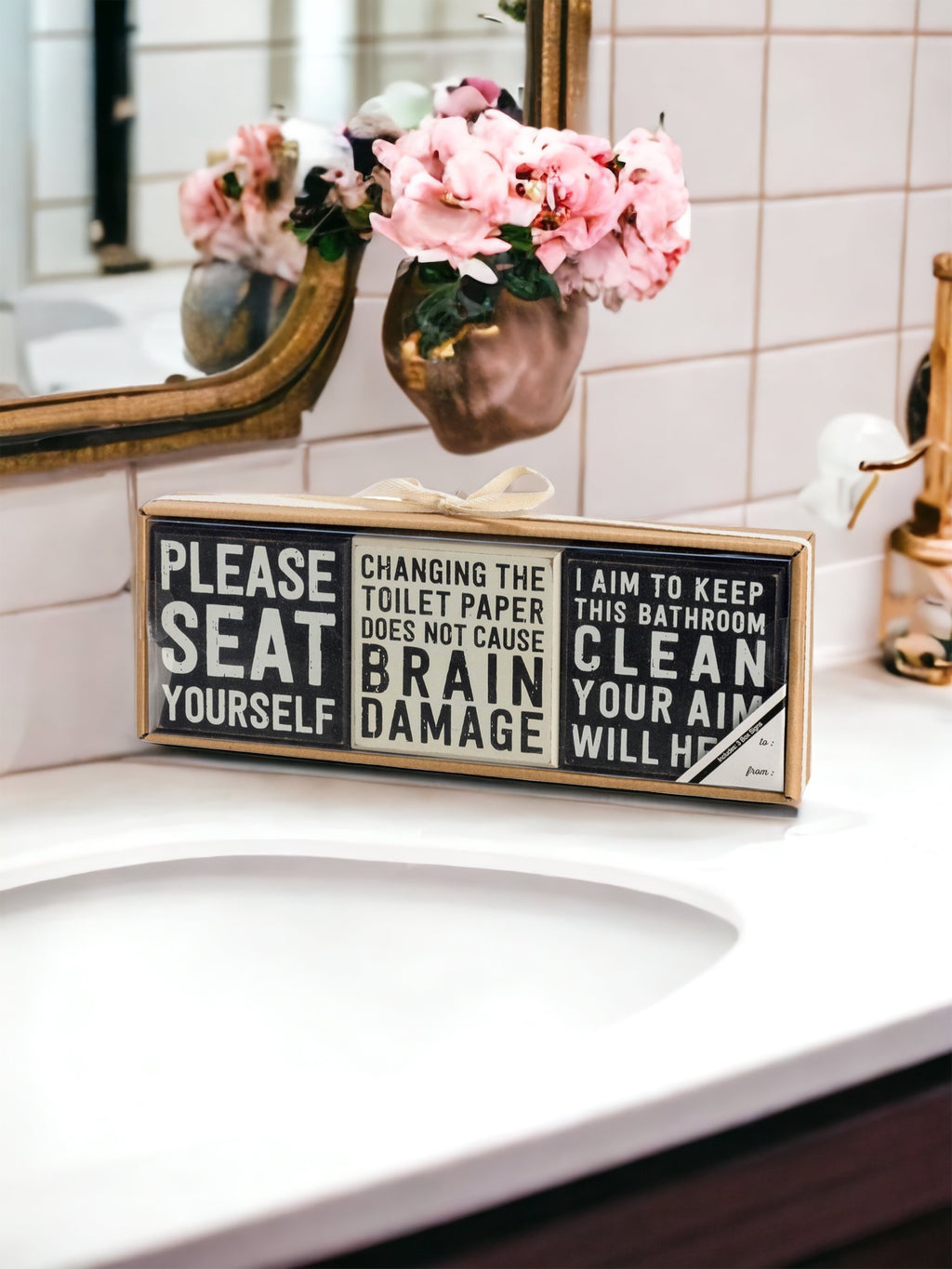 Please Seat Yourself Bathroom Box Sign Set of 3