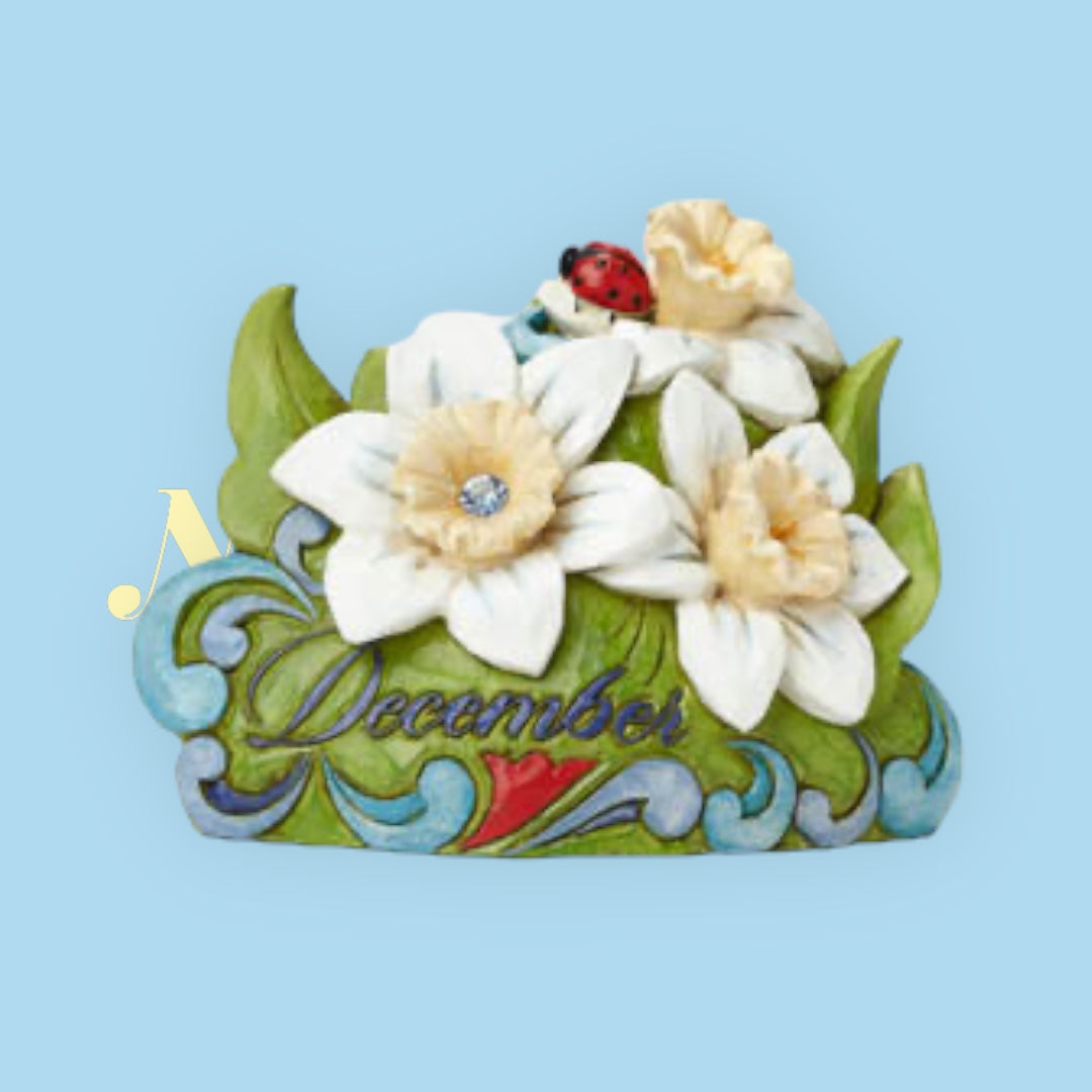 Jim Shore Flower Of The Month December Narcissus Blue Topaz Birthstone Accent