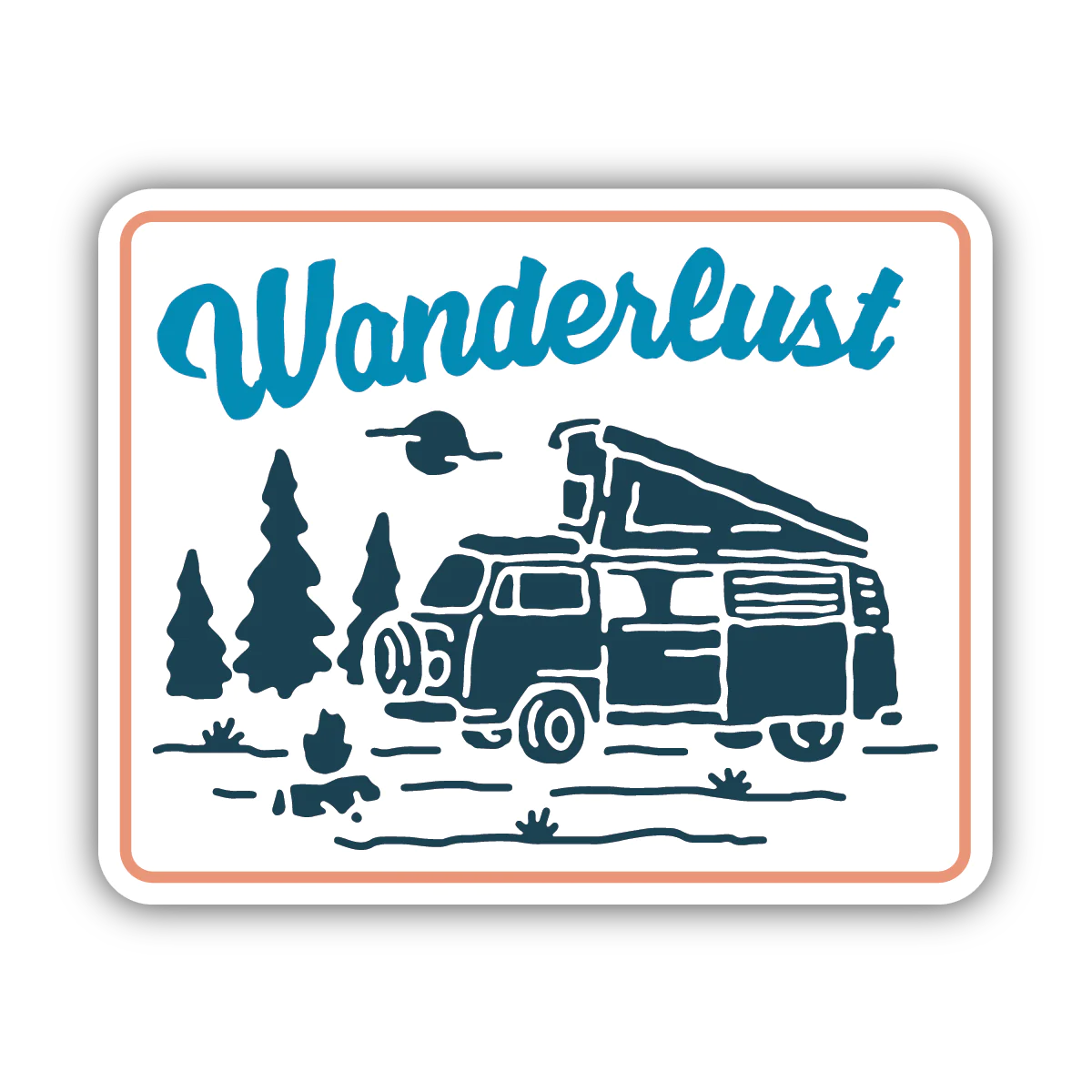 Camper Van Scene Sticker - Wanderlust