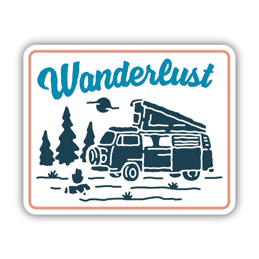 Camper Van Scene Sticker - Wanderlust