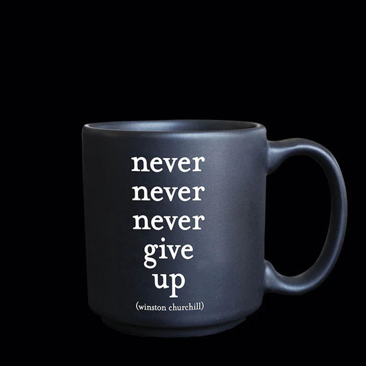 Never give up mini mug