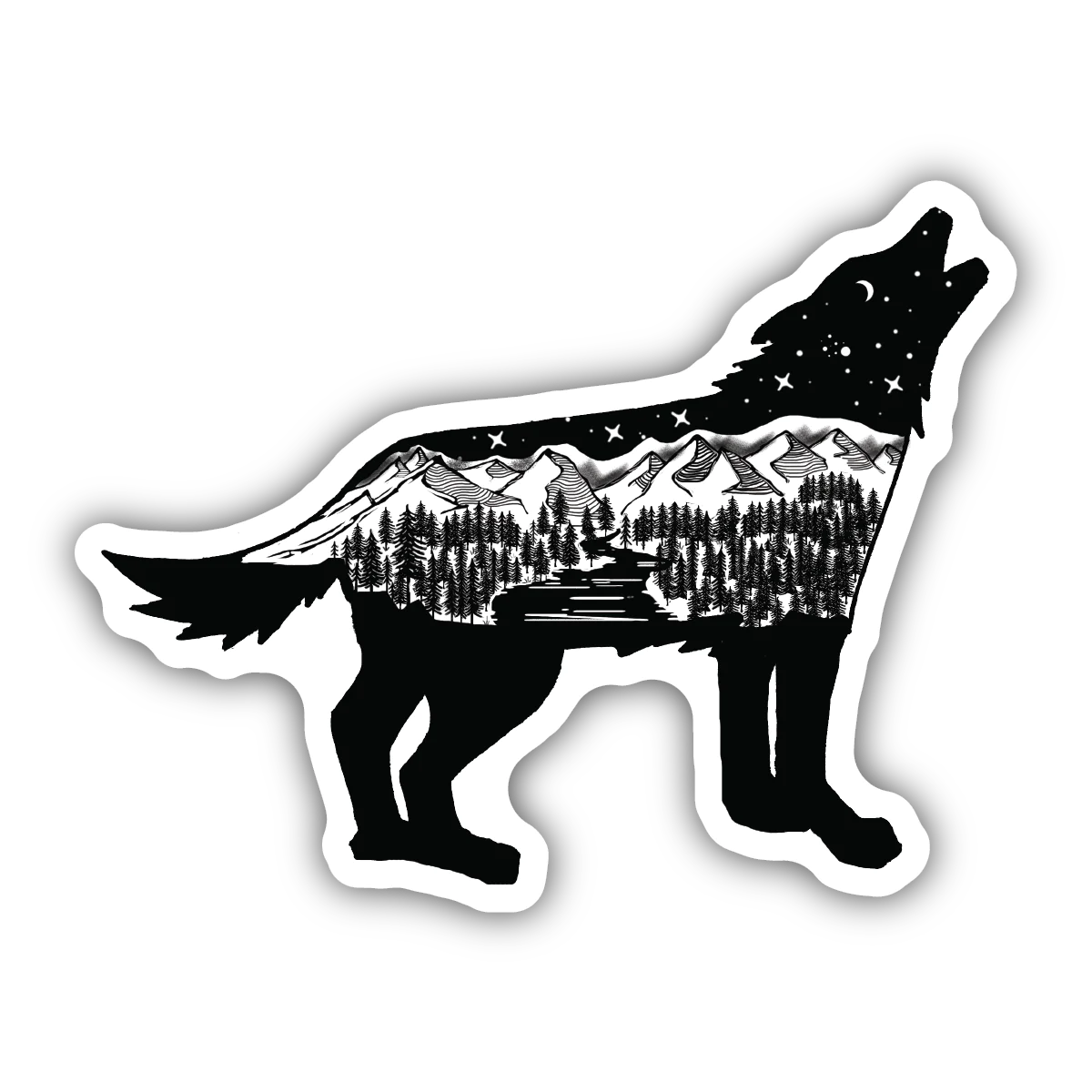 Wolf Scene Sticker