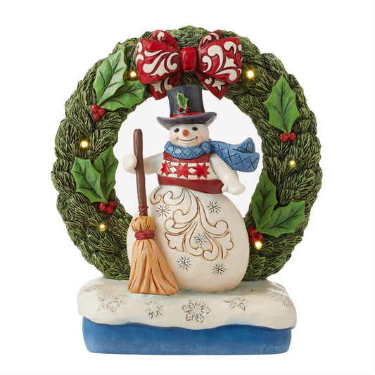 May Your Holidays Be Wreathed in Joy Jim Shore LED Snowman Figurine