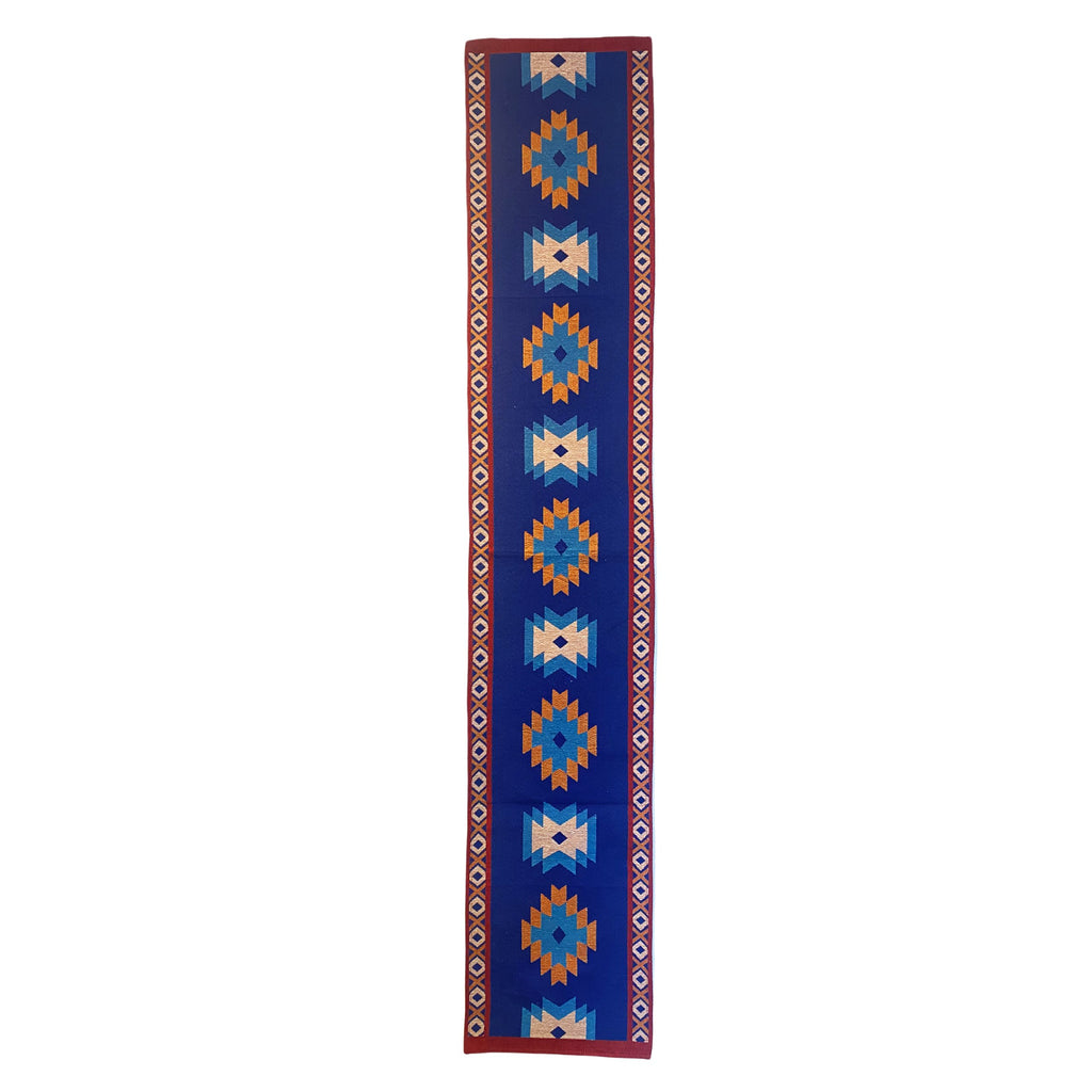 Aztec 2 Table Runner Blue and Red