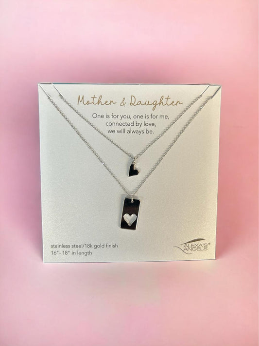 Mother and Daughter Silver Necklace Set