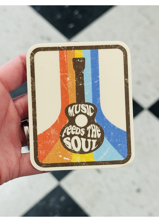 Music Feeds The Soul Guitar Sticker