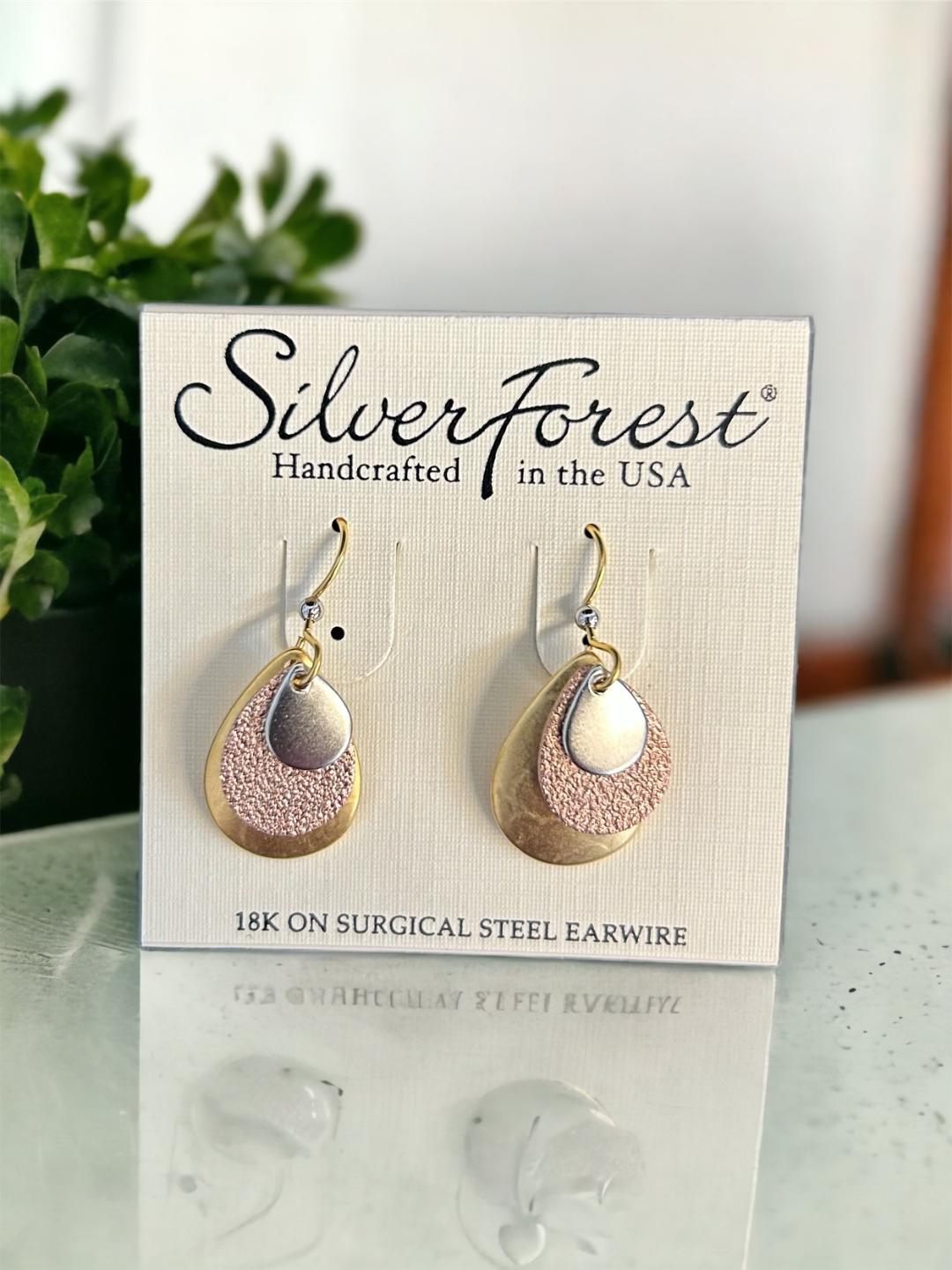 Silver Forest Triple Tear Mix Earrings