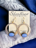 Silver Forest Open Round and Blue Stone Earrings