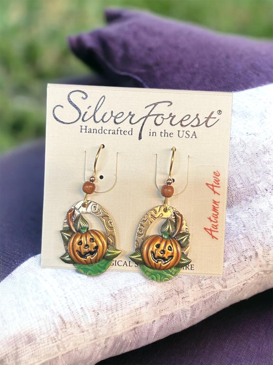 Silver Forest Jack O Lantern and Oval Earrings