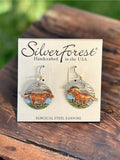 Silver Forest Horses Running in Field Earrings