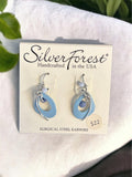 Silver Forest Blue Shape with Beads and Wisp Earrings