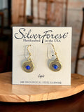 Silver Forest Beaded Circle with Blue Earrings