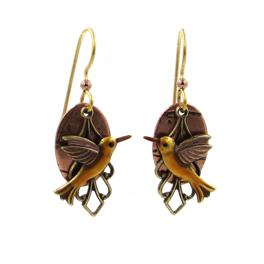 Silver Forest Hummingbird Filigree Earrings
