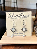 Silver Forest Filigree Diamond Mother of Pearl Earrings