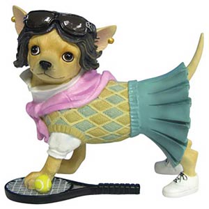 Aye Chihuahua Preppy Tennis Figurine