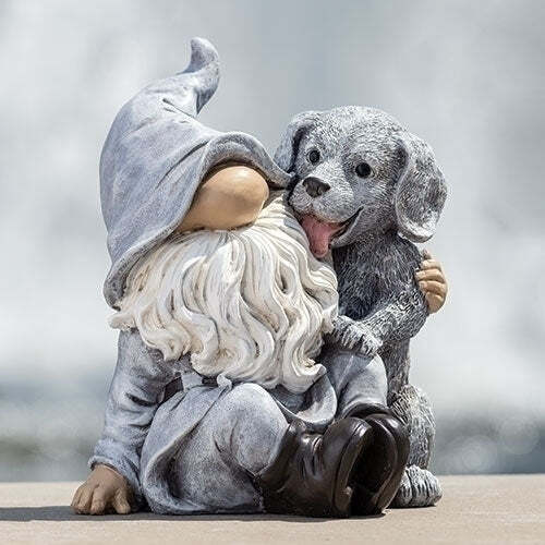 Gnome with Puppy Statue