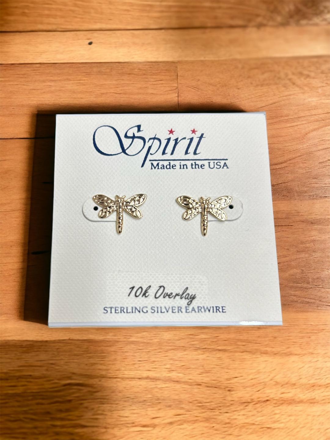 Spirit by Silver Forest Gold Dragonfly Earrings