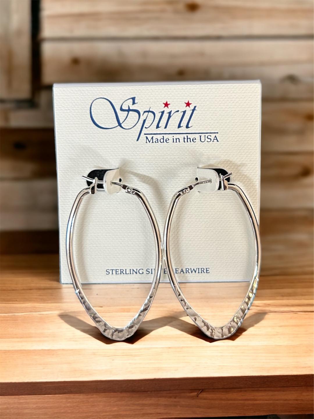 Spirit by Silver Forest Hammered Olive Hoop Silver Earrings