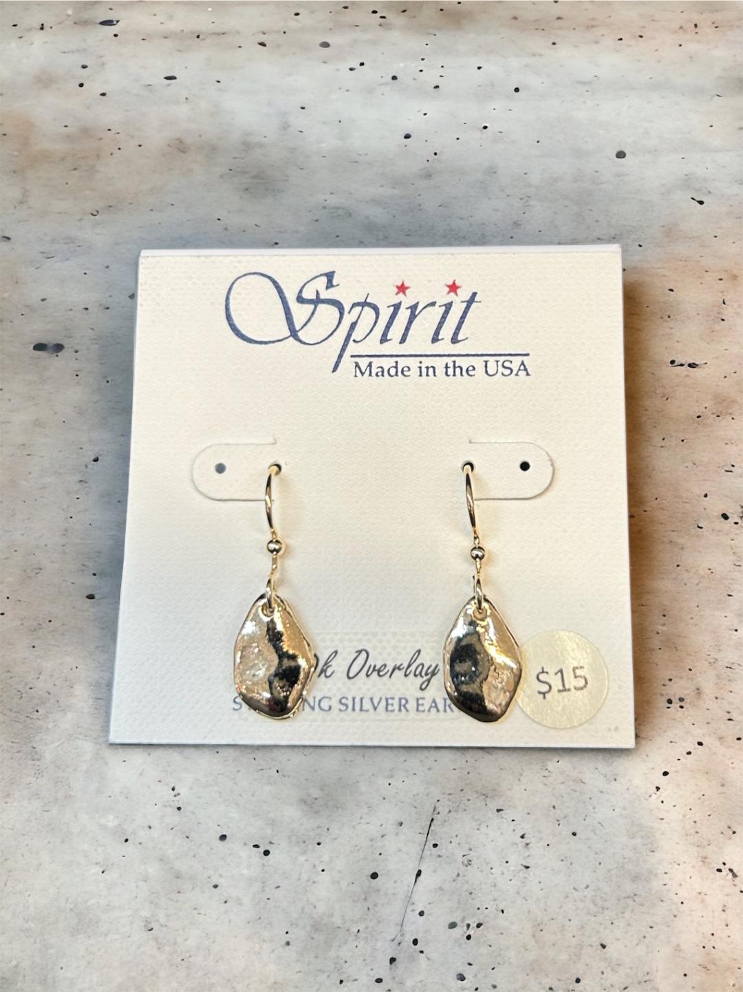 Spirit by Silver Forest Gold Pounded Teardrop Earrings