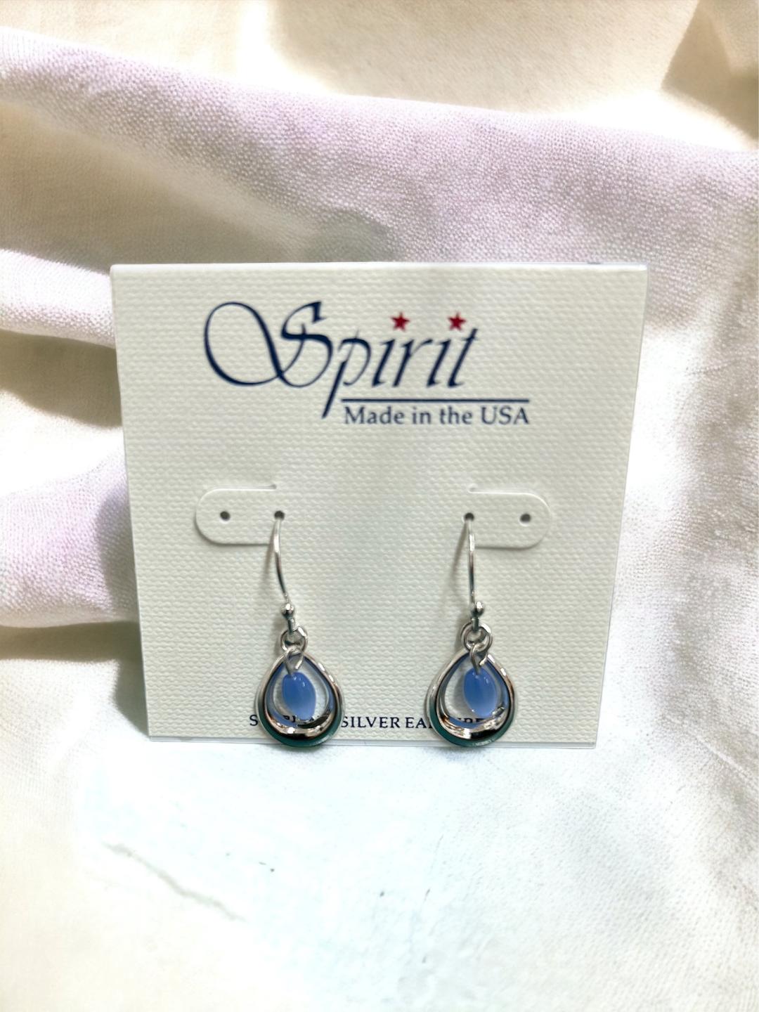 Spirit by Silver Forest Blue Bead Open Tear Earrings