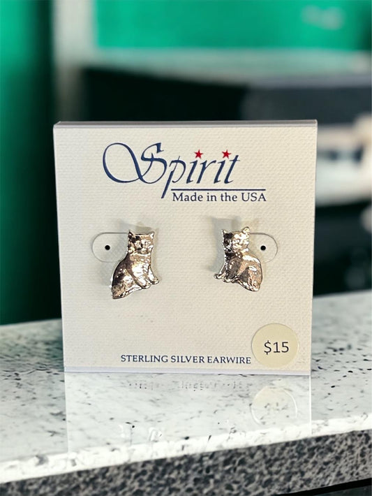Spirit by Silver Forest Silver Serene Cat Post Earrings