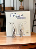Spirit by Silver Forest Silver Hammered Football Shape Earrings