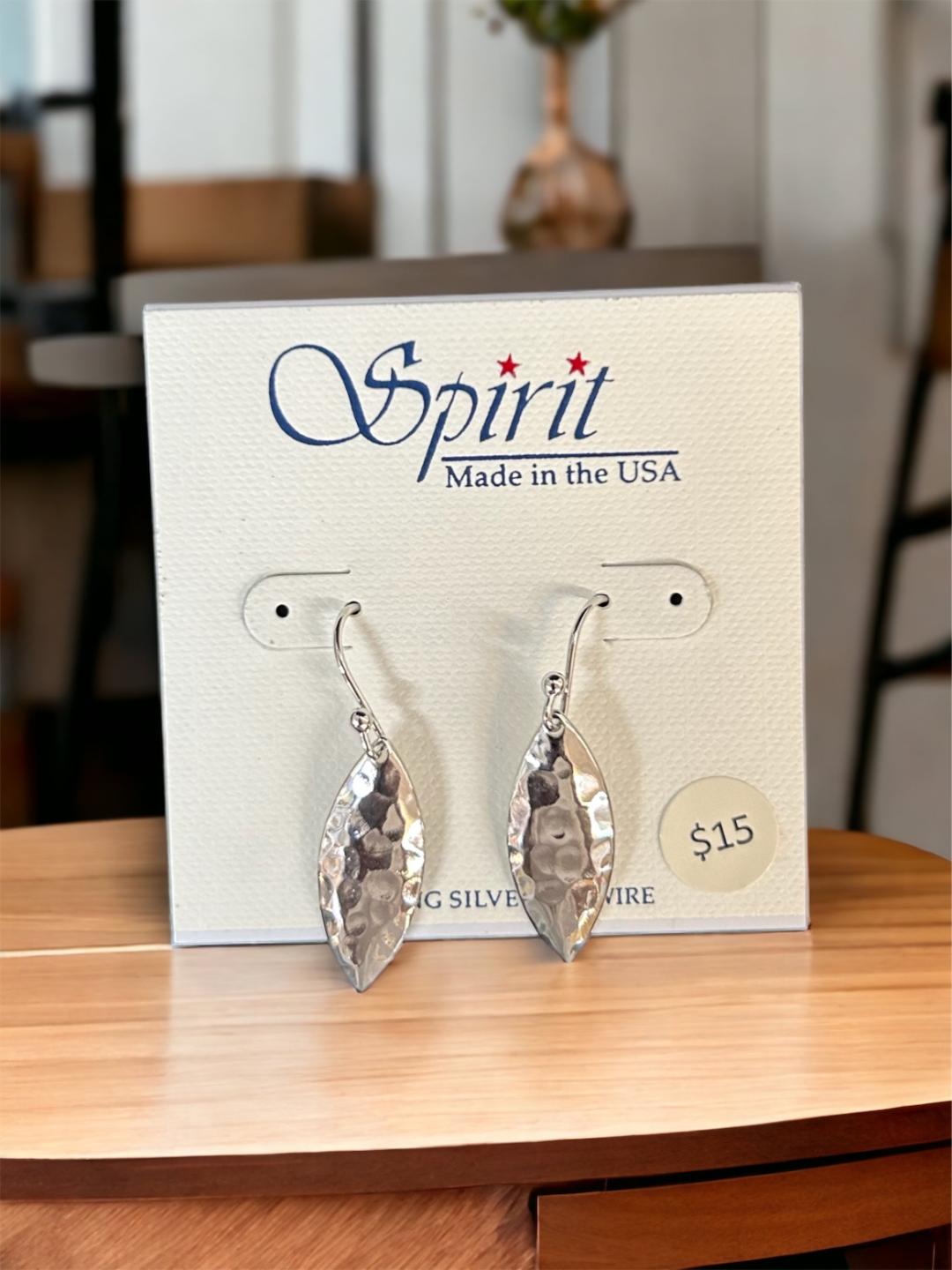 Spirit by Silver Forest Silver Hammered Football Shape Earrings