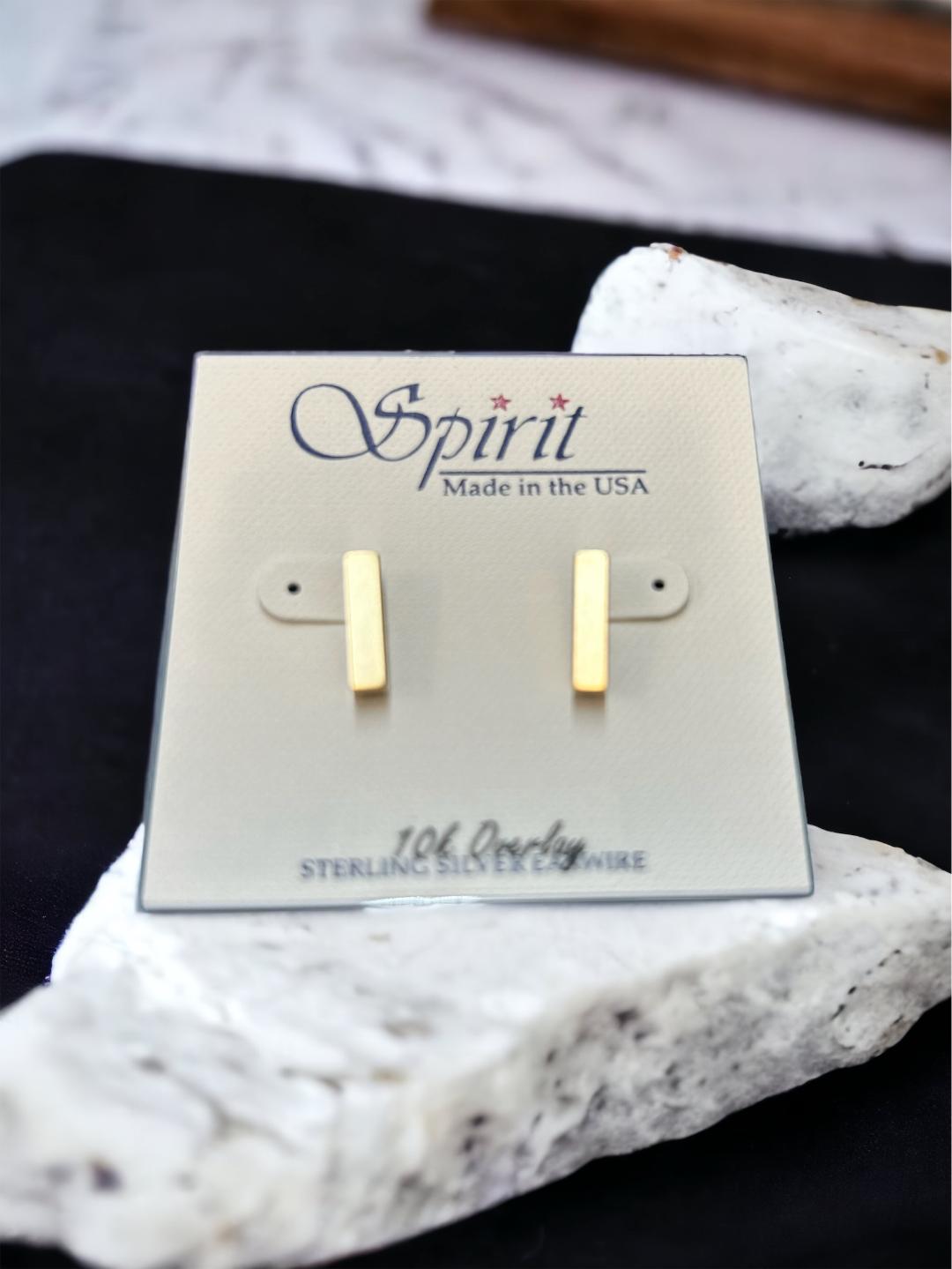 Spirit by Silver Forest Gold Simple Bar Post Earrings