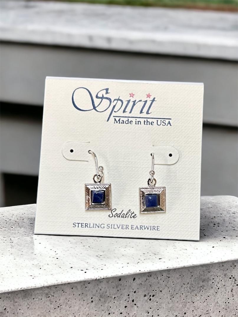 Spirit by Silver Forest Square with Blue Stone Earrings