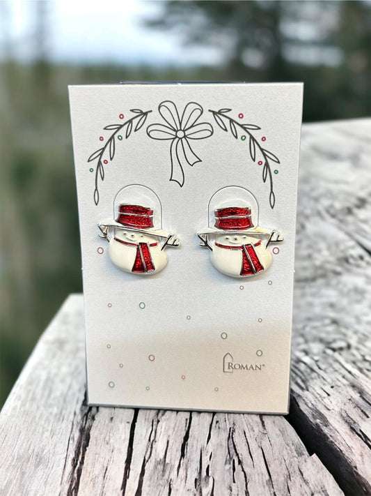 Snowman Red Hat and Scarf Earrings