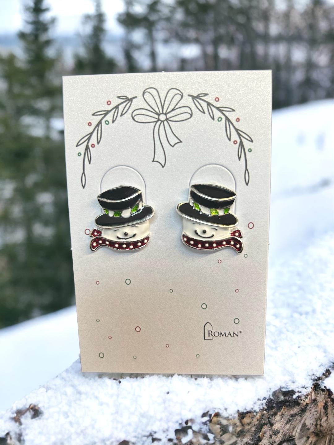 Snowman with Scarf Earrings