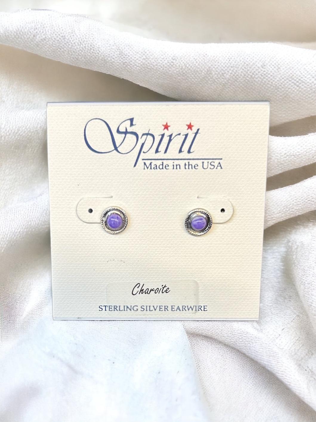 Spirit by Silver Forest Silver Posts and Purple Gem Earrings