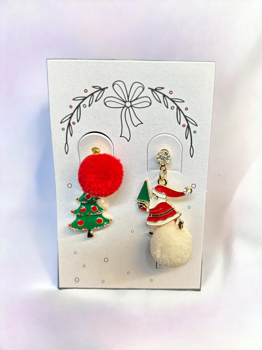 Christmas Tree and Santa Ball Earrings