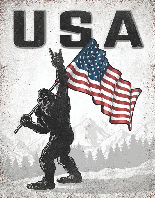 USA Sasquatch/Bigfoot Tin Sign