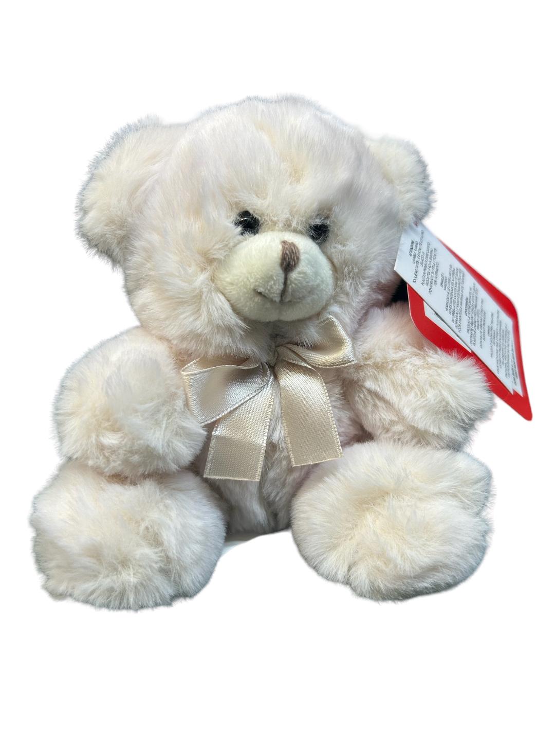 White Teddy Bear with Satin Bow