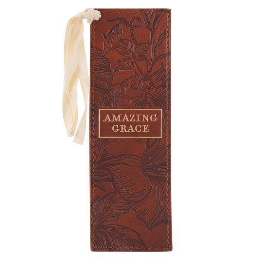 Amazing Grace Brown Faux Leather Bookmark