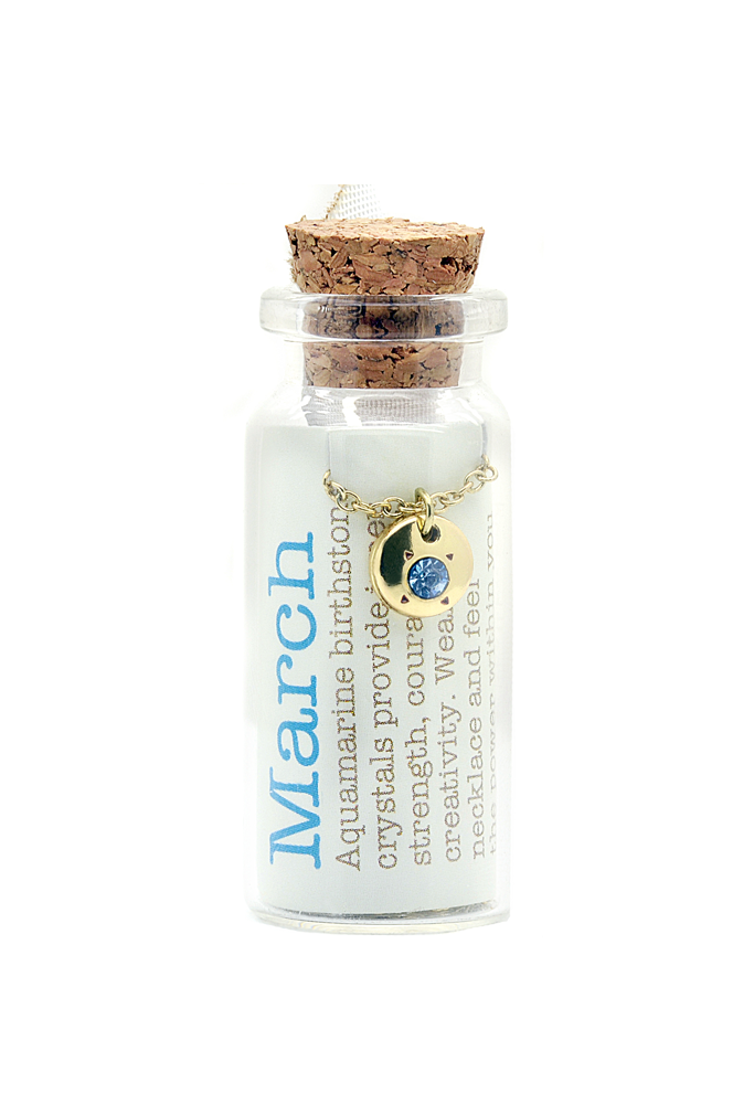 March/Aquamarine Birthstone Bottle Necklace