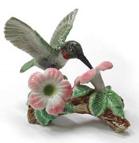Hummingbird on Flower Mini Figurine