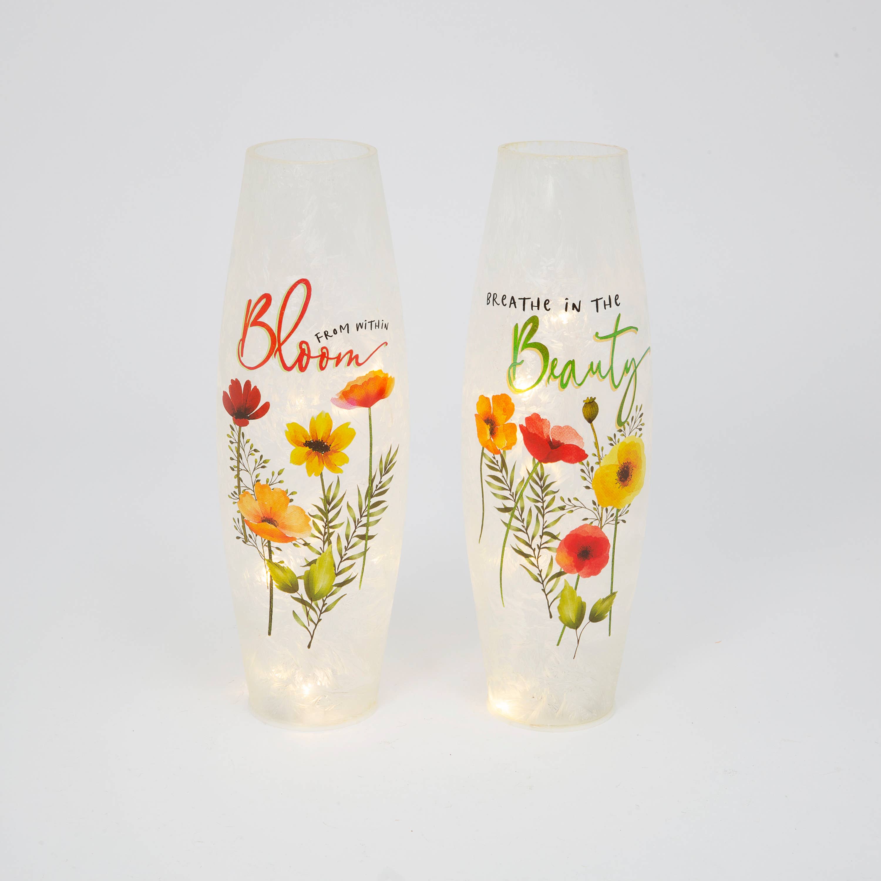 Lighted Frosted Glass Vase