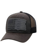 Rifle American Flag Oiled Faux Leather Black Trucker Hat