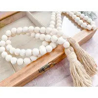 Eco-friendly Natural Wood Bead Garland with Tassels