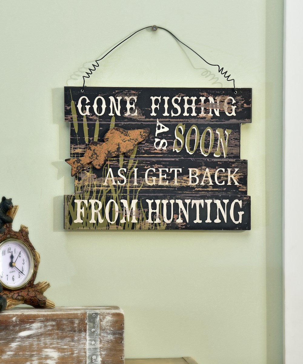 MDF Fishing Sentiment Design Wall Plaque