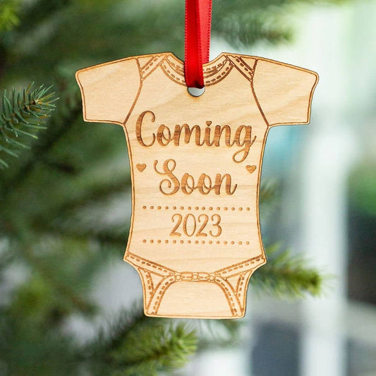 Coming Soon 2023- Engraved and Cut Wooden Pregnancy Ornament