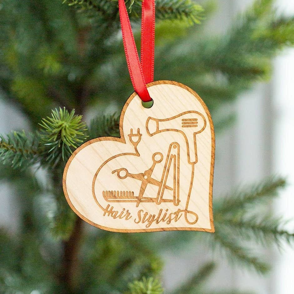 Hair Stylist - Engraved Wooden Christmas Ornament