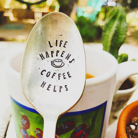 Sweet Thyme Design - Life Happens. Coffee Helps Spoon