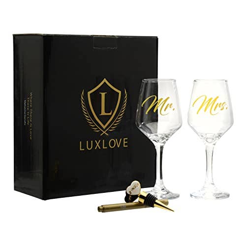 Mr & Mrs Wine Glasses Set for Couples