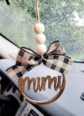 Mimi Car Charm Ornament Red Plaid Bow