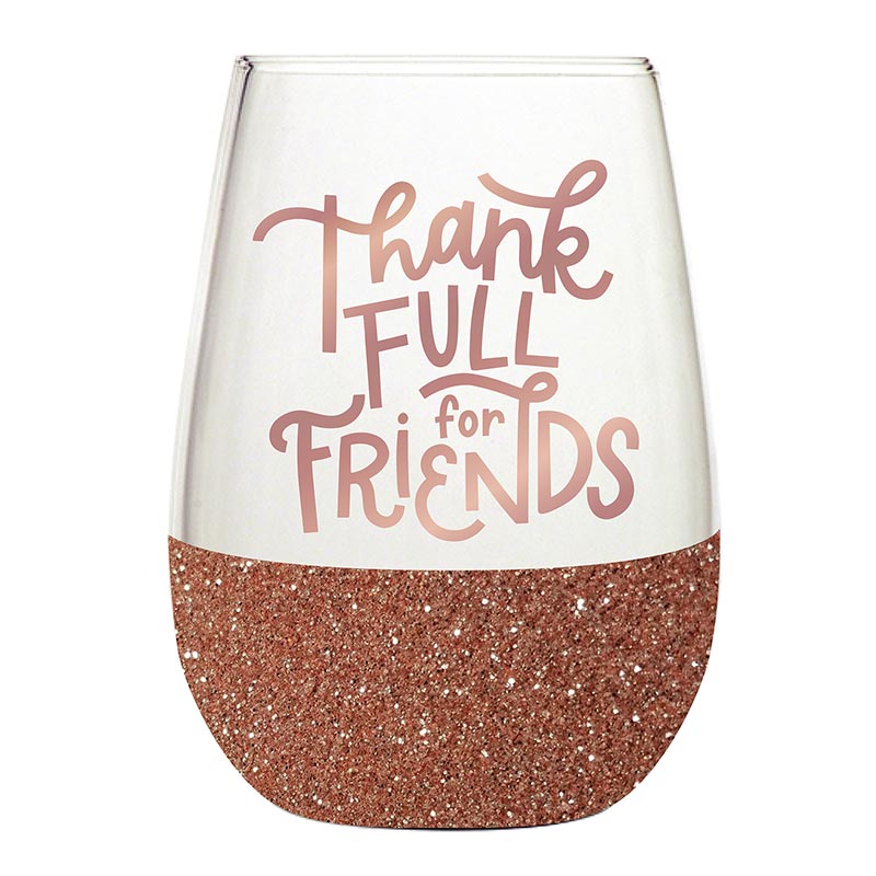 Thankfull for Friends Stemless Wine Glass